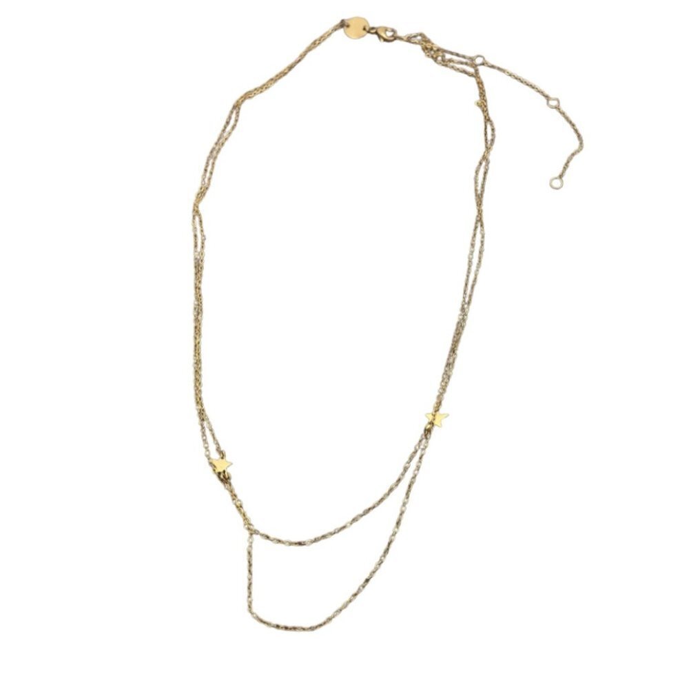 JZJ Jennifer Zeuner Jewelry Gold Tone Double Strand Chain Star Charm Necklace